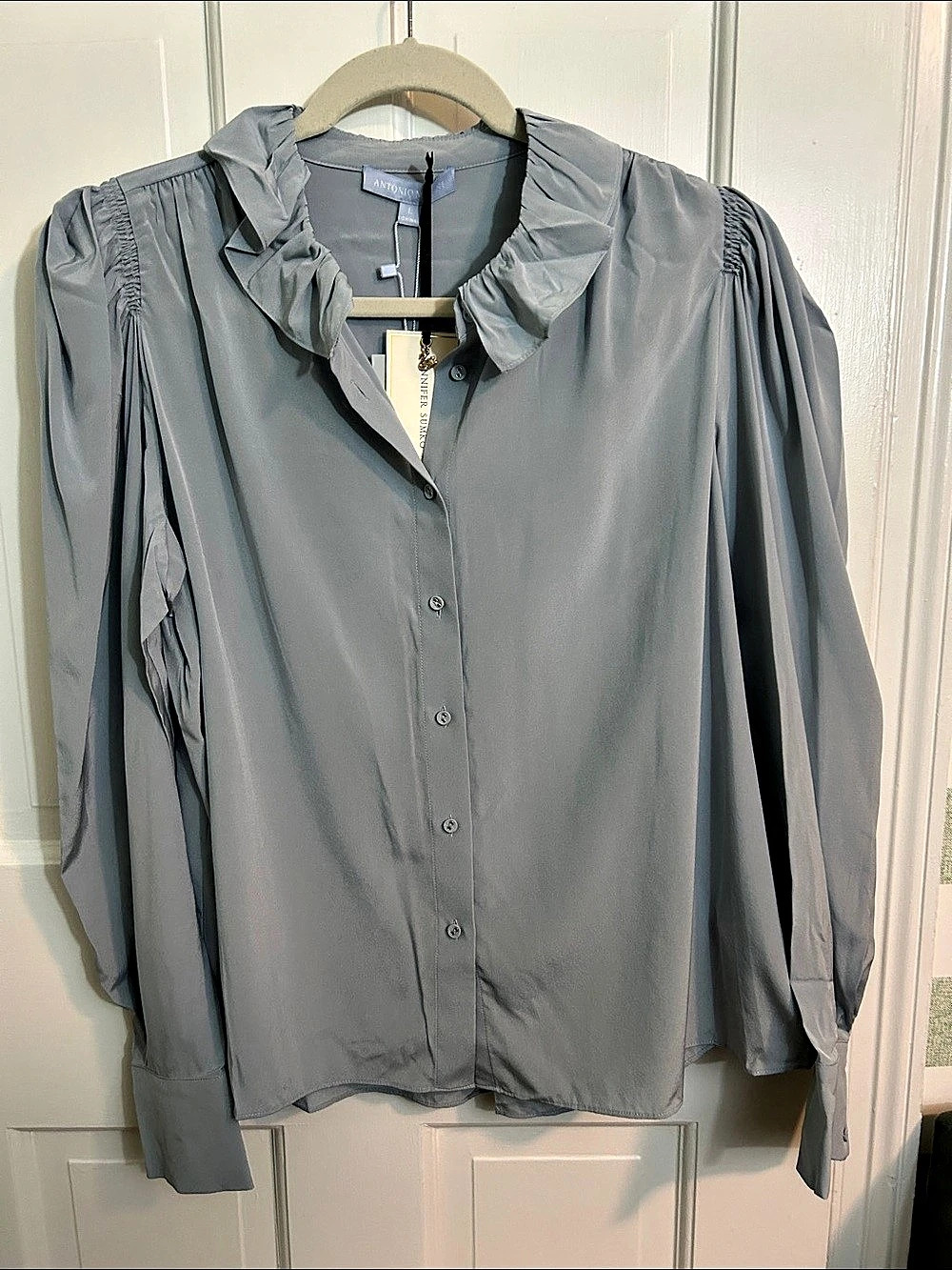 Jennifer Sumko for Antonio Melani  Silk Blouse Blue Size Large